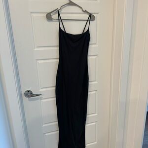 SKIMS Black Maxi Dress with Spaghetti Straps